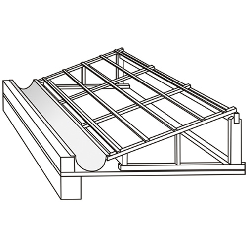 Modelo 3D da aplicação de calha em telhado